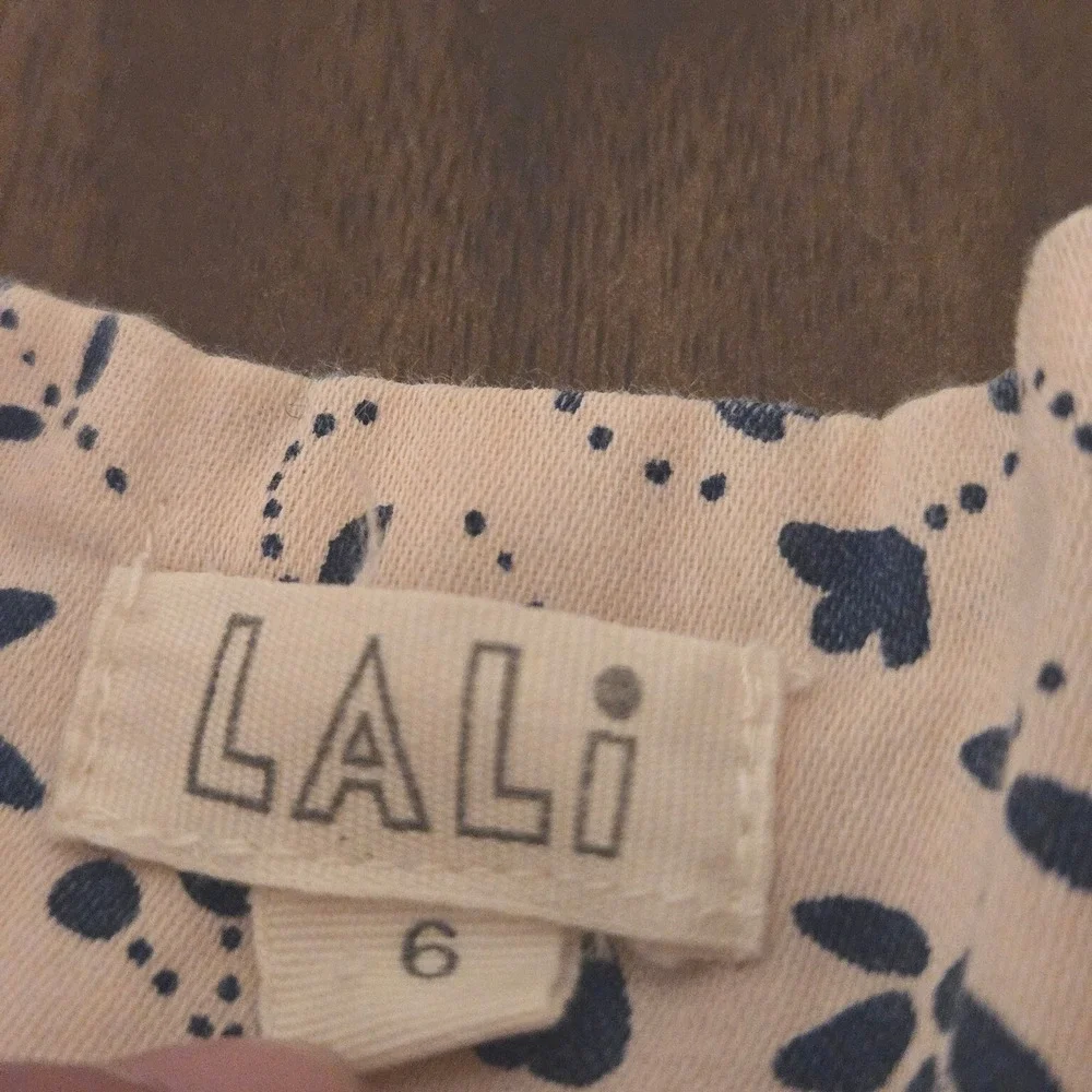 Lali Kids Girls Nova Peach Navy Floral Tiered Cotton Embroidered Dress‎ Size 6
